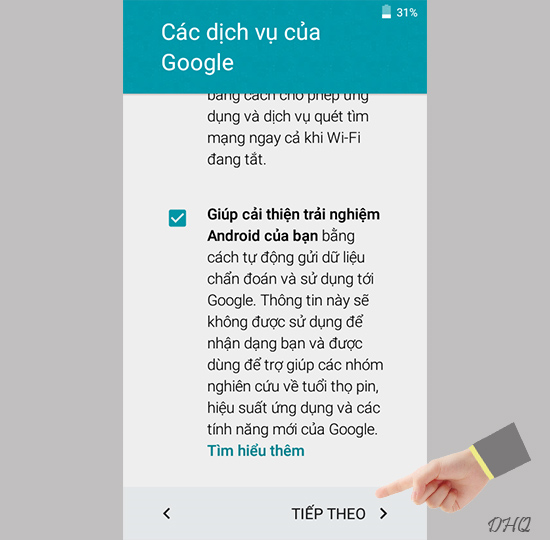 Chọn tiếp theo để hoàn tất